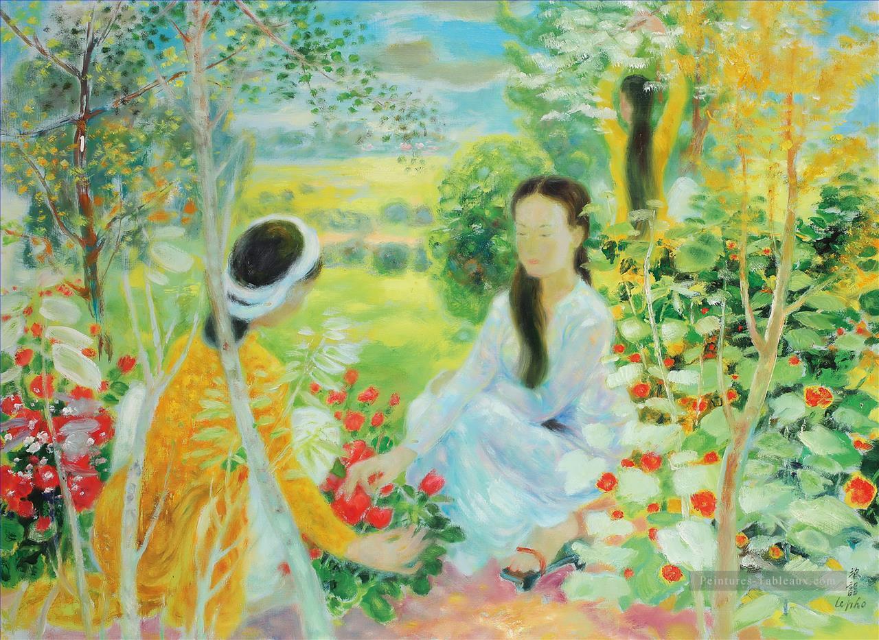 Parler à Fleurs Asiatique Peintures à l'huile